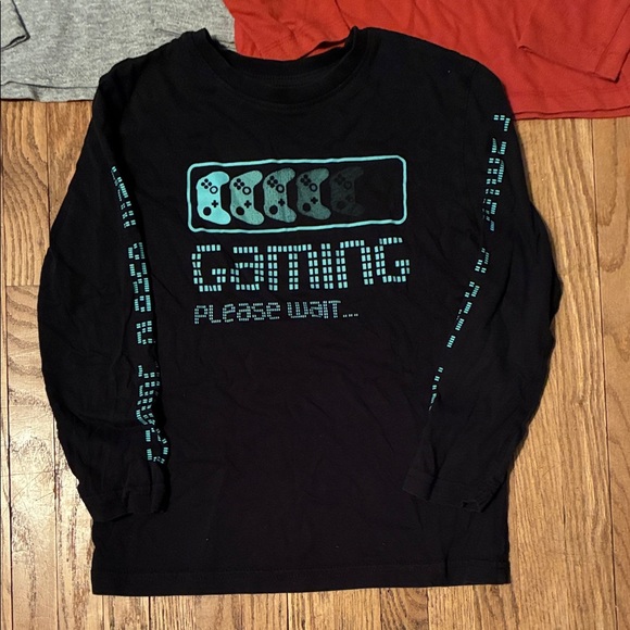 Old Navy, George and Okaidi Kids Long Sleeve Tees - Gray, Red, Black - Picture 2 of 7